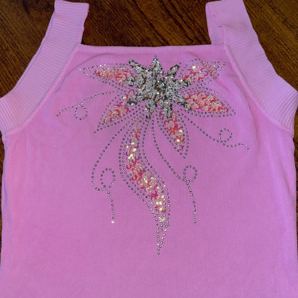 Gorgeous Pink Beaded Tank Top - Picture 2 of 4